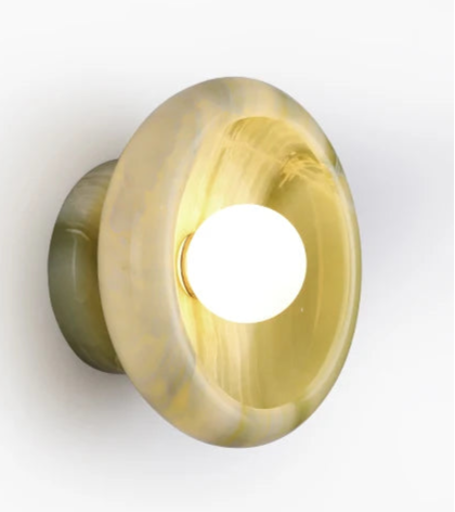 Green Jade Wall Lamp with LED G9 bulb, 26cm diameter, offering luxury green accent lighting for bedroom or living room.