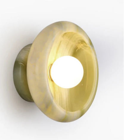 Green Jade Wall Lamp with LED G9 bulb, 26cm diameter, offering luxury green accent lighting for bedroom or living room.
