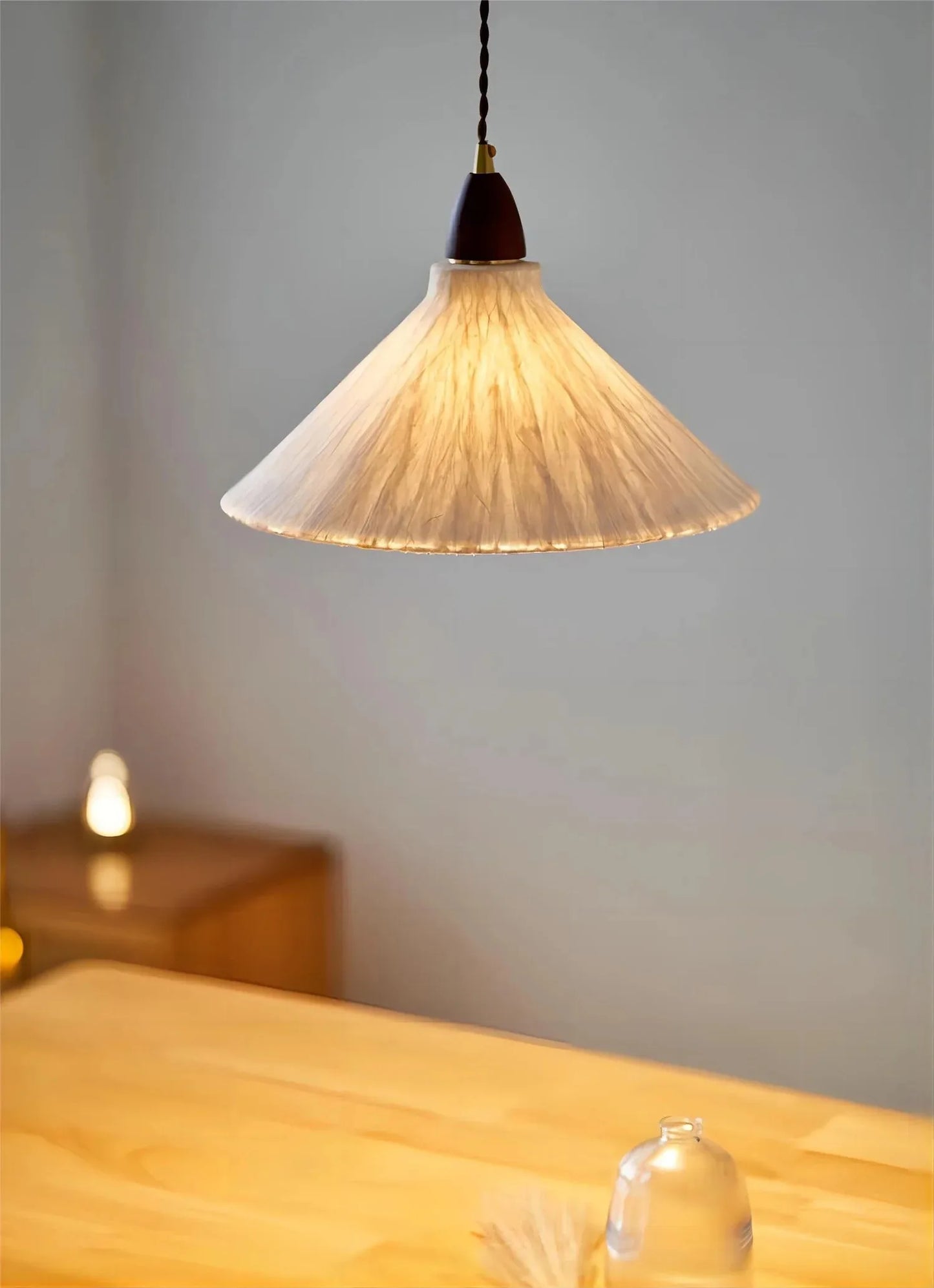 Suspension en papier de riz couleur noyer, style wabi sabi