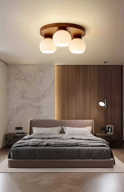 Walnut art glass ceiling light for bedroom and bar