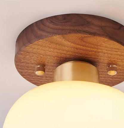 Walnut ceiling light wabi sabi for hallway