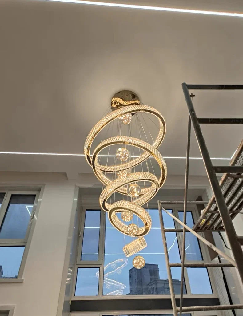 Crystal staircase chandelier for duplex living room