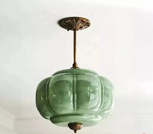 Grön mussla mjölkglas pendellampa