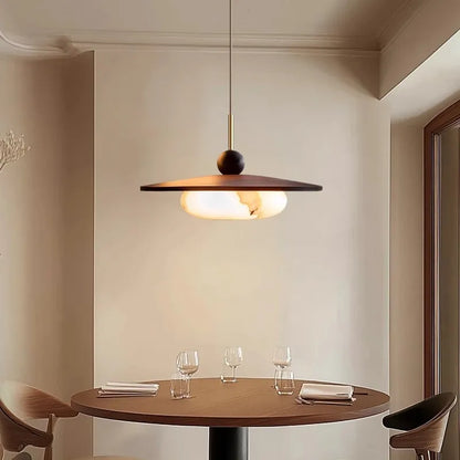 Suspension LED couleur noyer pour table à manger et cuisine