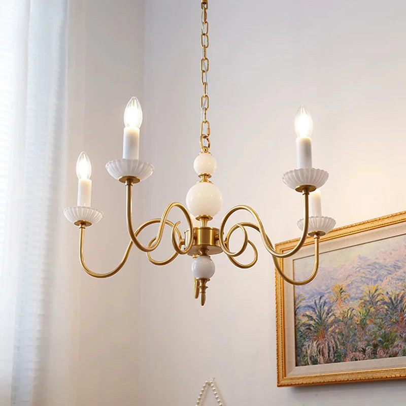 Lustre en cuivre avec bougeoirs