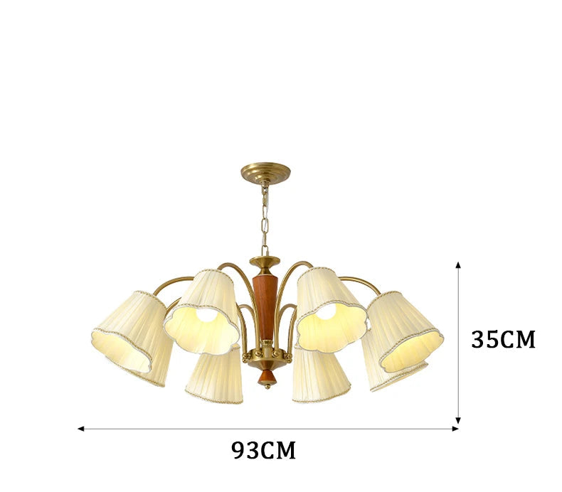 Antiker Kronleuchter für den Essbereich mit Stoffschirmen