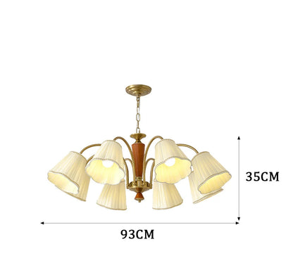 Antiker Kronleuchter für den Essbereich mit Stoffschirmen