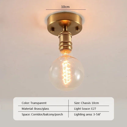 Vintage european clear glass flush ceiling light