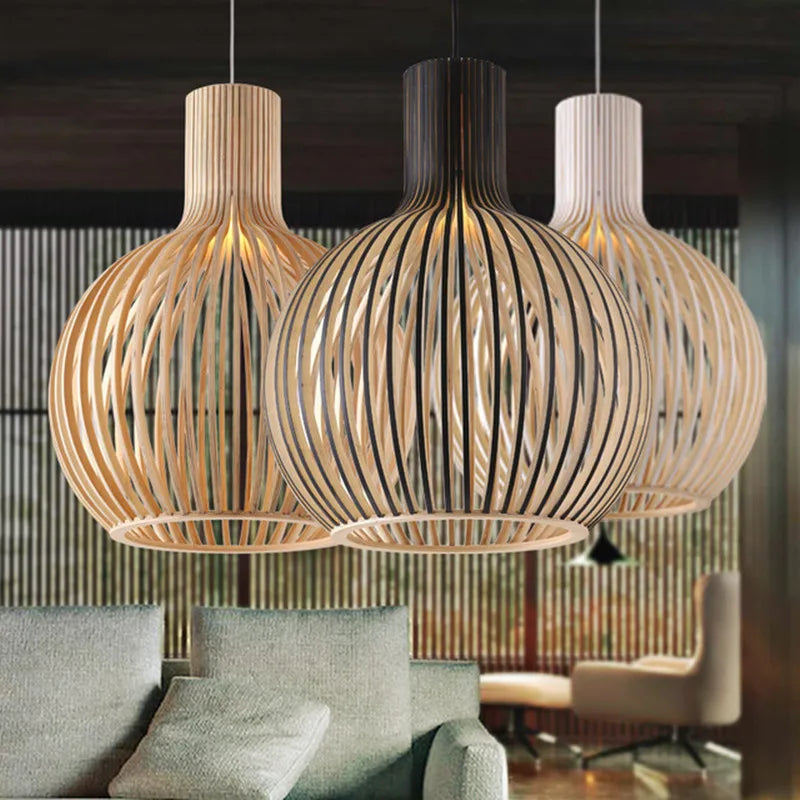 Scandinavian wooden pendant light