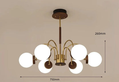 Walnut chandelier light for bedroom and living room