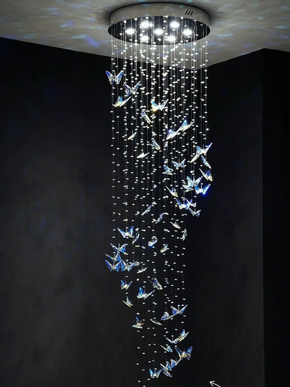 Butterfly crystal chandelier for villa staircase and living room