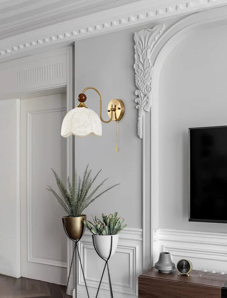 French fabric wall lamp with cable switch