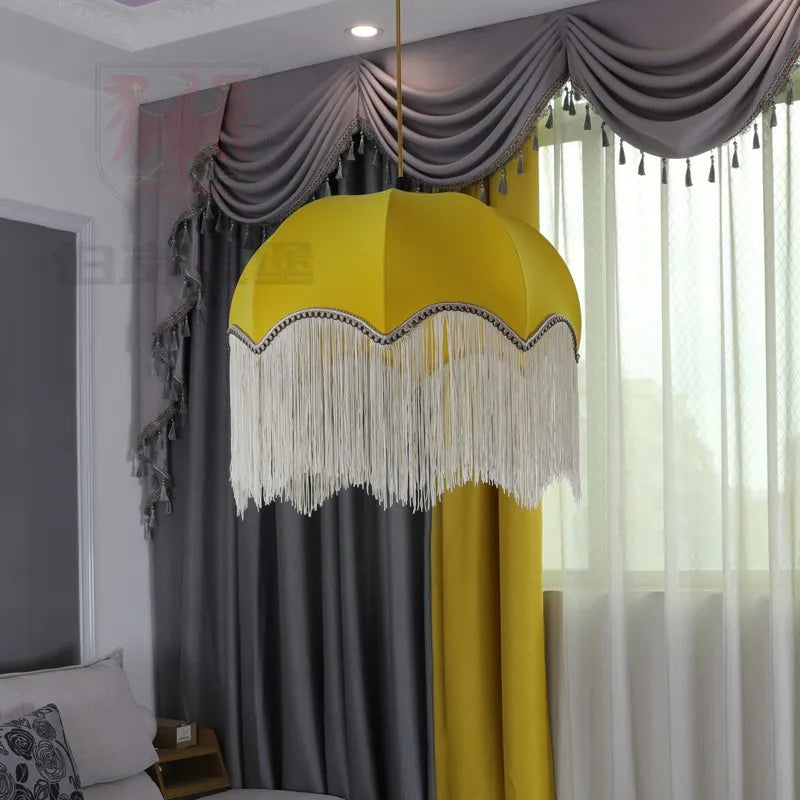 French retro tassel fabric chandelier