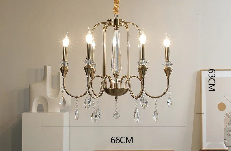 Retro brass crystal ceiling light