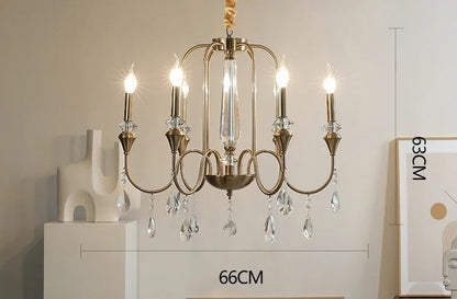 Retro brass crystal ceiling light