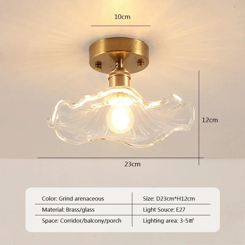 Vintage european clear glass flush ceiling light