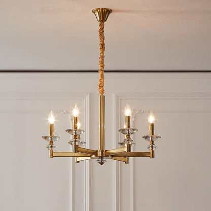 Iron frame crystal candle chandelier for dining room