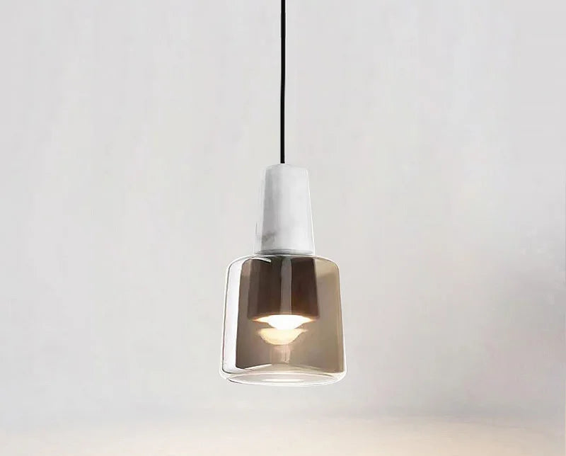 Suspension en marbre et verre blanc pour cuisine et salle à manger