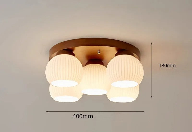 Walnut art glass ceiling light for bedroom and bar