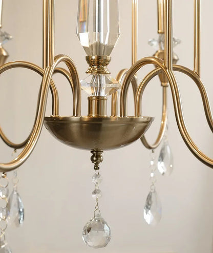 Retro brass crystal ceiling light
