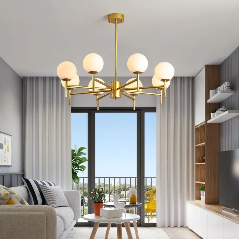 Globe cluster arms chandelier