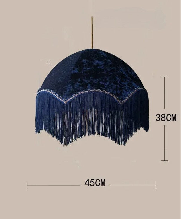 Lustre français vintage en tissu à pompons