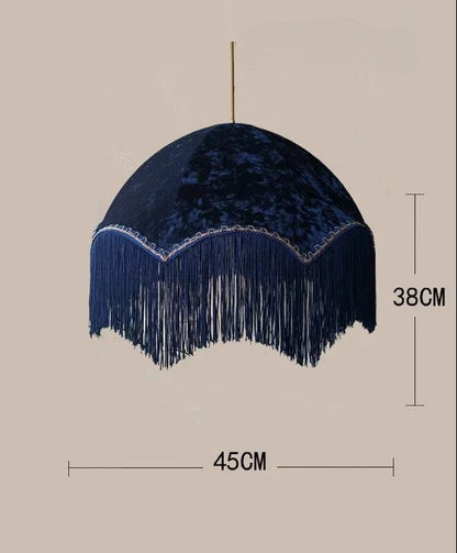 Lustre français vintage en tissu à pompons