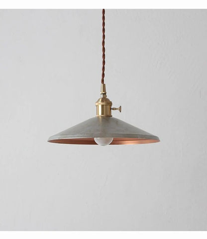 Minimalist white Industrial Pendant Light with brass fixture, perfect for vintage-inspired home or café décor.