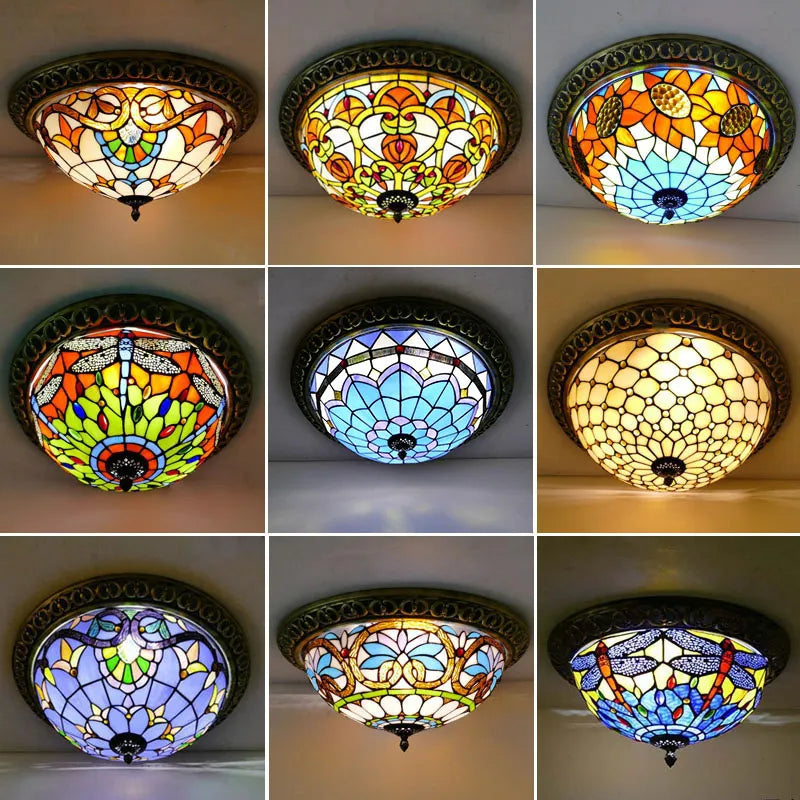 Turkse retro glazen plafondlamp