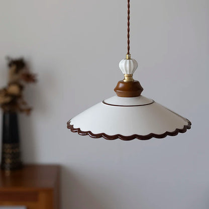 Ceramic LED pendant light with wood nordic design