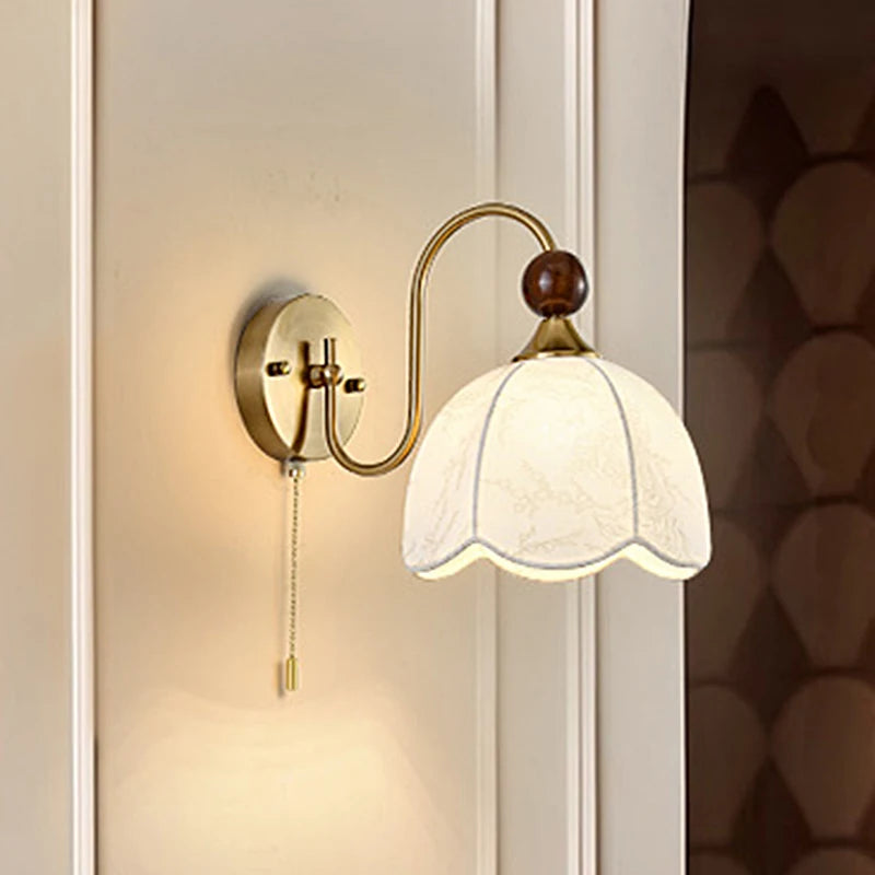 French fabric wall lamp with cable switch