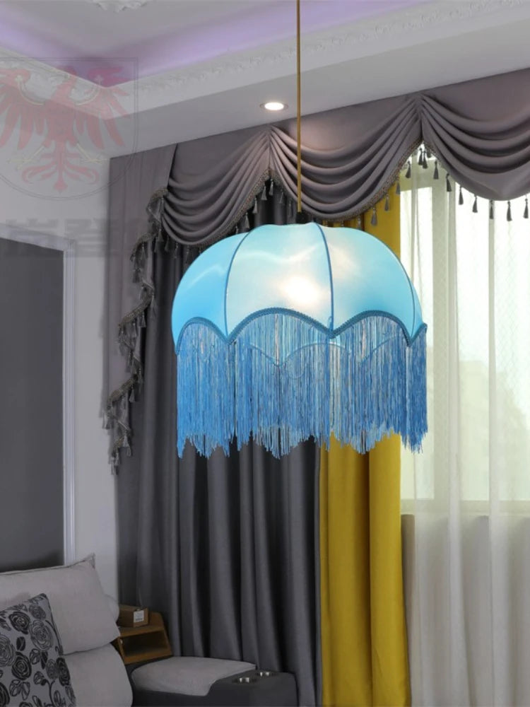 French retro tassel fabric chandelier