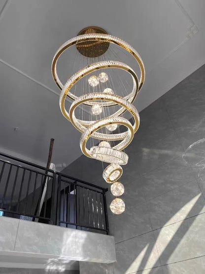 Crystal staircase chandelier for duplex living room