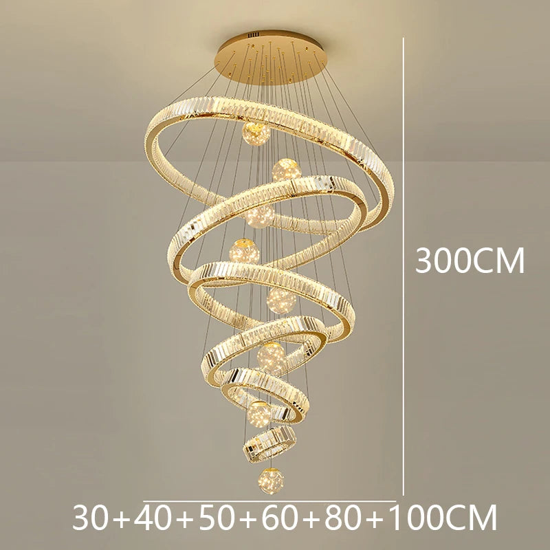 Crystal staircase chandelier for duplex living room