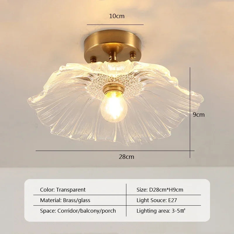 Vintage european clear glass flush ceiling light