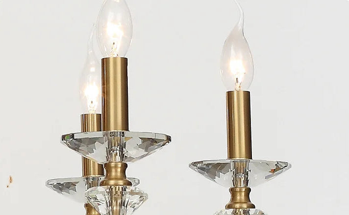 Iron frame crystal candle chandelier for dining room