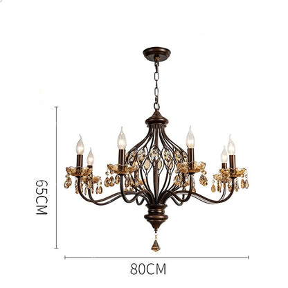 Walnut crystal chandelier in vintage french style