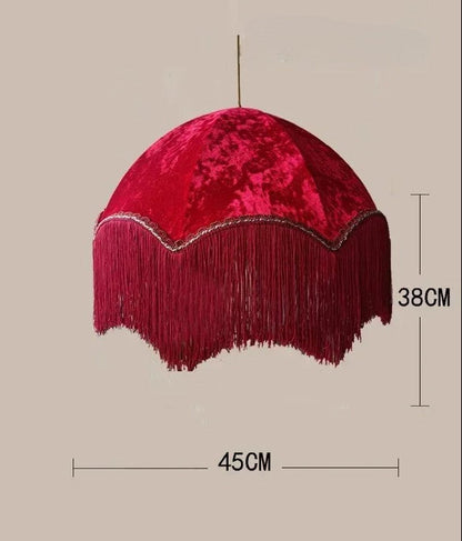 Lustre français vintage en tissu à pompons