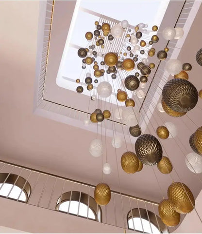 Lustre en verre à LED pour escalier et salon