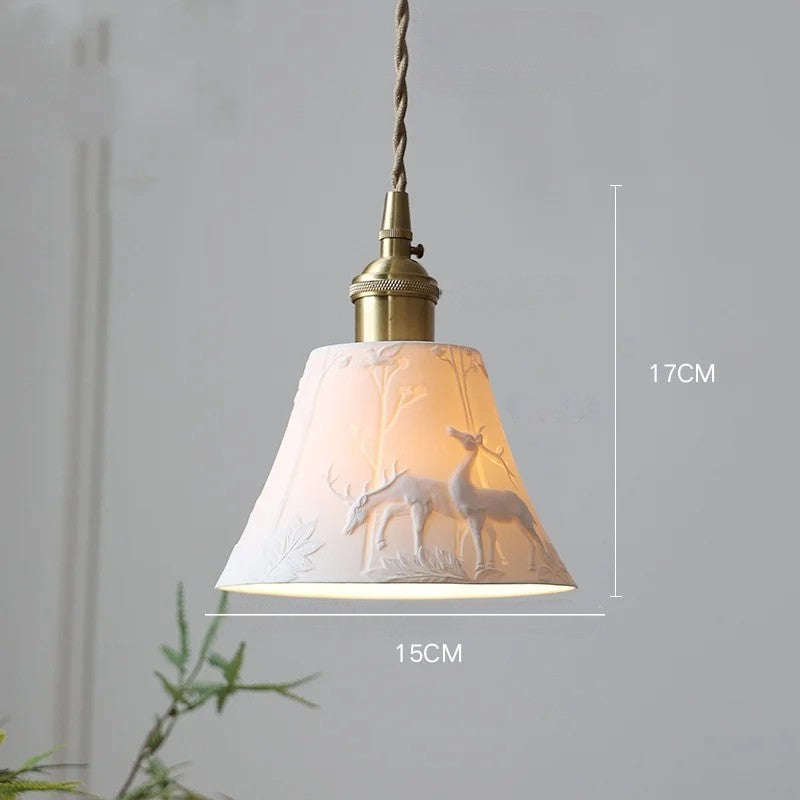 White flower ceramic led pendant light for living room