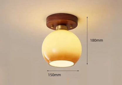 Walnut gradient glass ceiling light for entryway