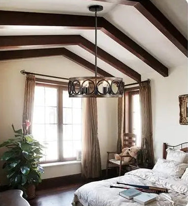 Farmhouse iron circle with wood inlay