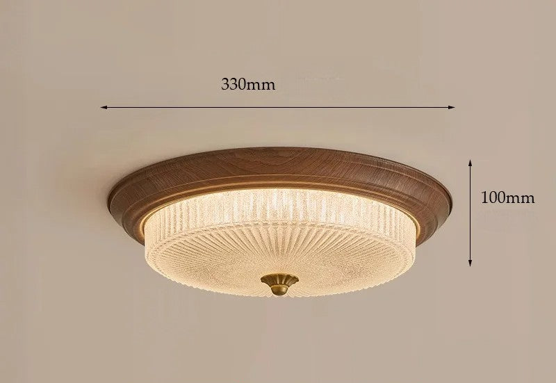 Walnut etched glass ceiling light for dining room