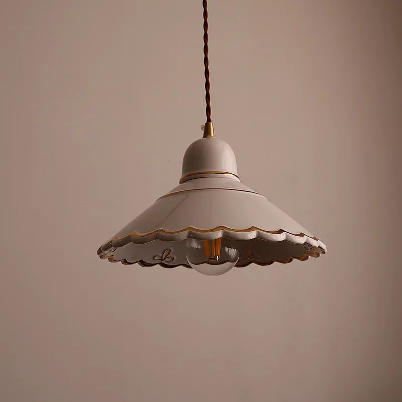 White flower ceramic led pendant light for living room