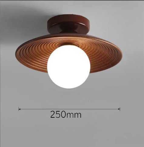 LUXELY modern wabi-sabi walnut wood and brass ceiling light