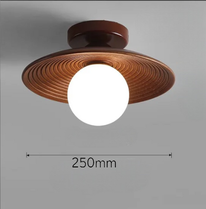 LUXELY modern wabi-sabi walnut wood and brass ceiling light