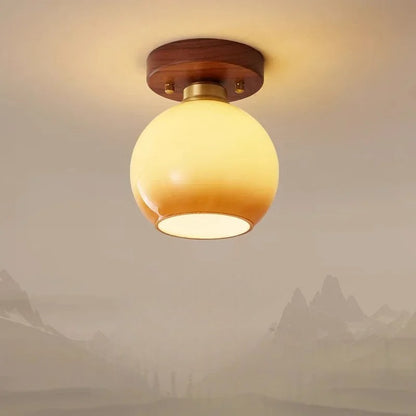 Walnut gradient glass ceiling light for entryway