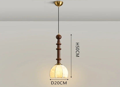 Nordic Pendant Light with floral cloth shade and wood detailing, ideal for LED lighting in cozy dining or study areas.