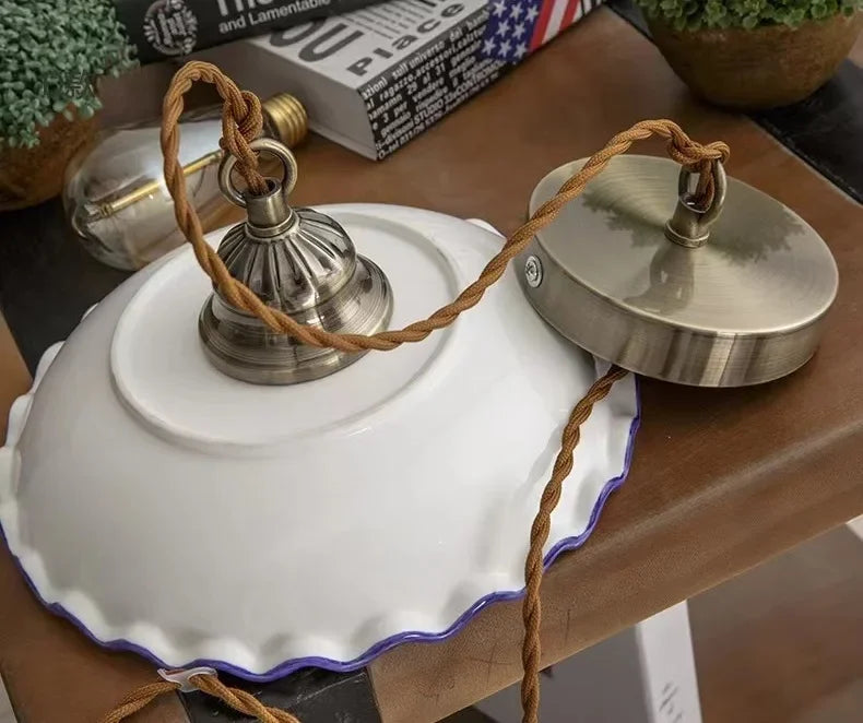 Loft ceramic vintage hanging lamp for cafe and dining