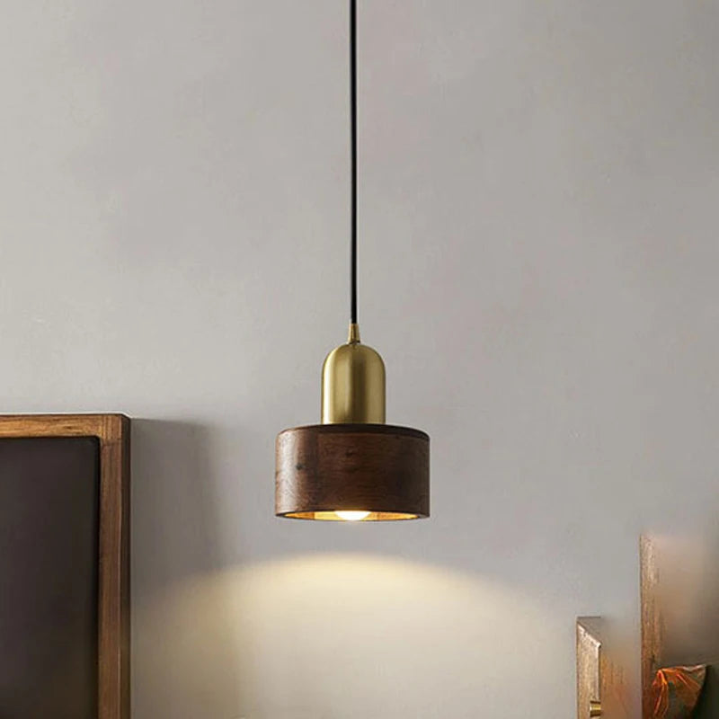 LUXELY vintage brown wood pendant light for dining